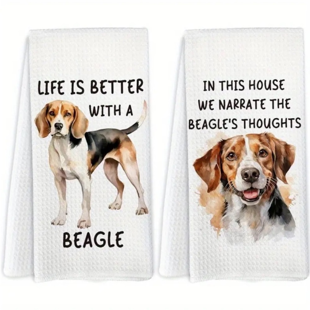 LAST SET Beagle 2pc. Cute Kitchen Towel Set NIP